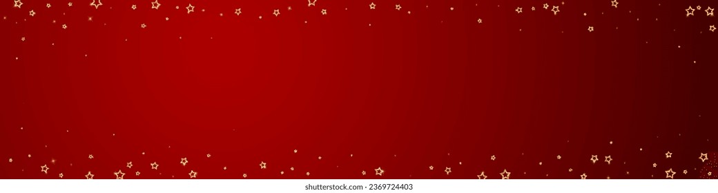 Superposición vectorial de las estrellas navideñas.  Magia estrellas de lujo confeti brillante. Espíritu navideño. Ilustración vectorial de estrellas festivas sobre fondo rojo.