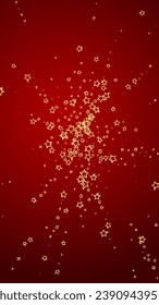 Christmas stars vector overlay.  Magic stars luxury sparkling confetti. Christmas spirit. Festive stars vector illustration on red background.