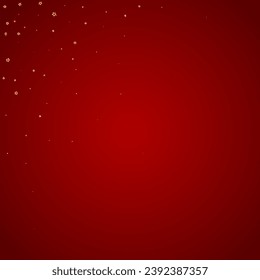 Superposición vectorial de las estrellas navideñas.  Magia estrellas de lujo confeti brillante. Espíritu navideño. Ilustración vectorial de estrellas festivas sobre fondo rojo.