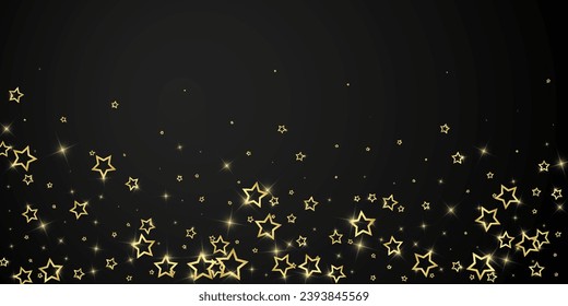 Christmas stars vector overlay.  Magic stars luxury sparkling confetti. Christmas spirit. Festive stars vector illustration on black background.