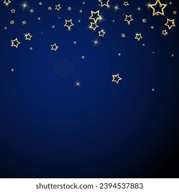 Christmas stars vector overlay.  Magic stars luxury sparkling confetti. Christmas spirit. Festive stars vector illustration on dark blue background.