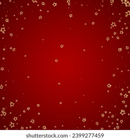 Superposición vectorial de las estrellas navideñas.  Magia estrellas de lujo confeti brillante. Espíritu navideño. Ilustración vectorial de estrellas festivas sobre fondo rojo.