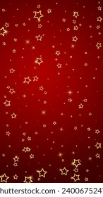 Superposición vectorial de las estrellas navideñas.  Magia estrellas de lujo confeti brillante. Espíritu navideño. Ilustración vectorial de estrellas festivas sobre fondo rojo.