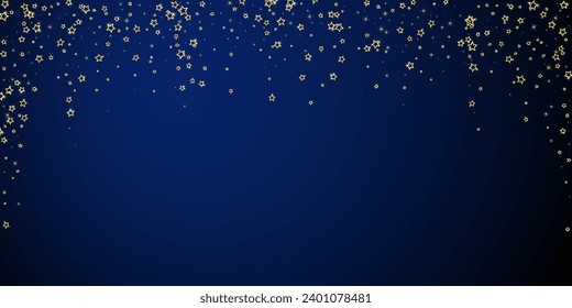 Superposición vectorial de las estrellas navideñas.  Magia estrellas de lujo confeti brillante. Espíritu navideño. Ilustración vectorial de estrellas festivas sobre fondo azul oscuro.