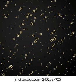Superposición vectorial de las estrellas navideñas.  Magia estrellas de lujo confeti brillante. Espíritu navideño. Ilustración vectorial de estrellas festivas sobre fondo negro.
