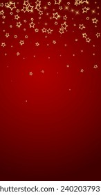 Superposición vectorial de las estrellas navideñas.  Magia estrellas de lujo confeti brillante. Espíritu navideño. Ilustración vectorial de estrellas festivas sobre fondo rojo.