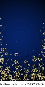 Christmas stars vector overlay.  Magic stars luxury sparkling confetti. Christmas spirit. Festive stars vector illustration on dark blue background.