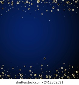 Christmas stars vector overlay.  Magic stars luxury sparkling confetti. Christmas spirit. Festive stars vector illustration on dark blue background.