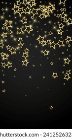 Superposición vectorial de las estrellas navideñas.  Magia estrellas de lujo confeti brillante. Espíritu navideño. Ilustración vectorial de estrellas festivas sobre fondo negro.