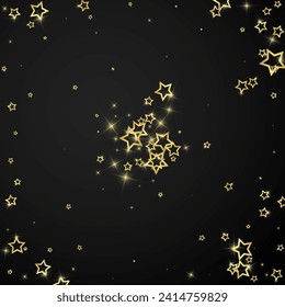 Superposición vectorial de las estrellas navideñas.  Magia estrellas de lujo confeti brillante. Espíritu navideño. Ilustración vectorial de estrellas festivas sobre fondo negro.