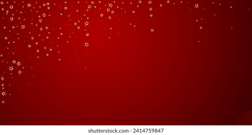Christmas stars vector overlay.  Magic stars luxury sparkling confetti. Christmas spirit. Festive stars vector illustration on red background.