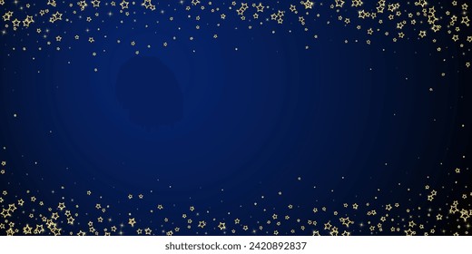 Superposición vectorial de las estrellas navideñas.  Magia estrellas de lujo confeti brillante. Espíritu navideño. Ilustración vectorial de estrellas festivas sobre fondo azul oscuro.