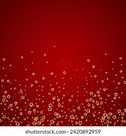 Christmas stars vector overlay.  Magic stars luxury sparkling confetti. Christmas spirit. Festive stars vector illustration on red background.