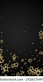 Superposición de vector de estrellas de Navidad.  Confeti espumoso de lujo de estrellas mágicas. Espíritu navideño. Estrellas festivas ilustración vectorial sobre fondo negro.