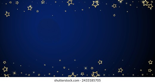 Christmas stars vector overlay.  Magic stars luxury sparkling confetti. Christmas spirit. Festive stars vector illustration on dark blue background.