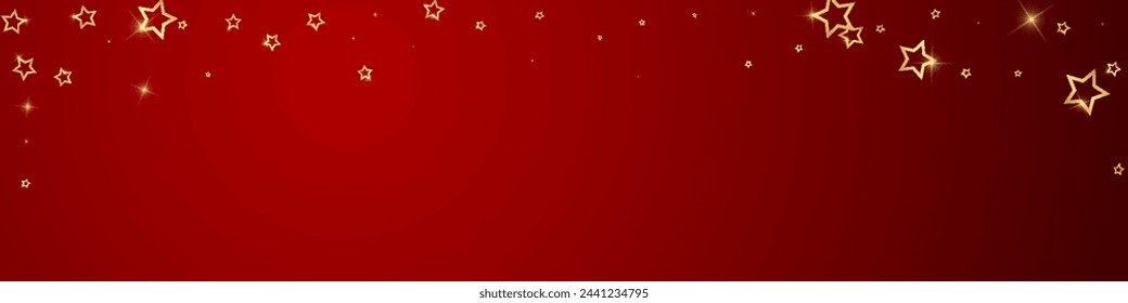 Superposición de vector de estrellas de Navidad.  Confeti espumoso de lujo de estrellas mágicas. Espíritu navideño. Estrellas festivas ilustración vectorial sobre fondo rojo.