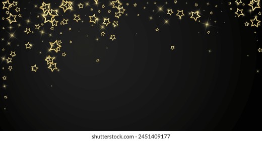 Christmas stars vector overlay.  Magic stars luxury sparkling confetti. Christmas spirit. Festive stars vector illustration on black background.