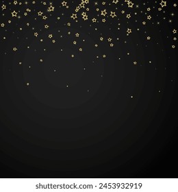 Estrellas de Navidad superpuestas de Vector.  Confeti espumoso de lujo de estrellas mágicas. Navidades espíritu. Ilustración vectorial de estrellas festivas sobre fondo negro.