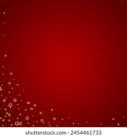 Christmas stars vector overlay.  Magic stars luxury sparkling confetti. Christmas spirit. Festive stars vector illustration on red background.