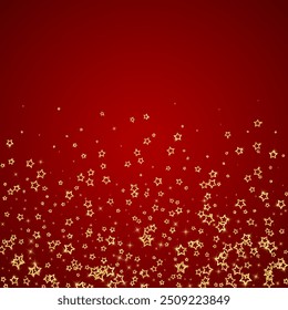 Christmas stars vector overlay.  Magic stars luxury sparkling confetti. Christmas spirit. Festive stars vector illustration on red background.