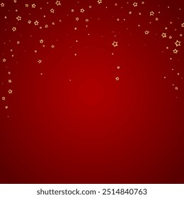 Estrelas de Natal sobreposição vetorial.  O mágico estrela o luxuoso espumante confete. Espírito de Natal. Ilustração vetorial de estrelas festivas sobre fundo vermelho.