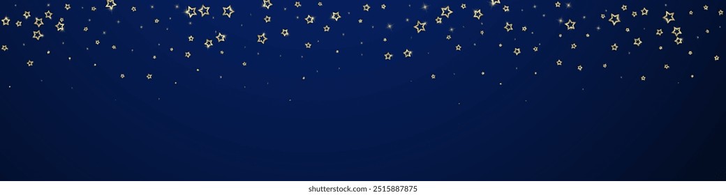 Estrelas de Natal sobreposição vetorial.  O mágico estrela o luxuoso espumante confete. Espírito de Natal. Ilustração vetorial de estrelas festivas sobre fundo azul escuro.