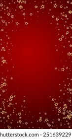 Estrelas de Natal sobreposição vetorial.  O mágico estrela o luxuoso espumante confete. Espírito de Natal. Ilustração vetorial de estrelas festivas sobre fundo vermelho.