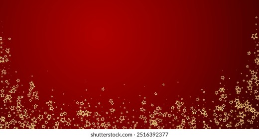 Christmas stars vector overlay.  Magic stars luxury sparkling confetti. Christmas spirit. Festive stars vector illustration on red background.