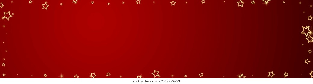 Superposición de Vector de estrellas de Navidad.  Las estrellas mágicas son confeti espumoso de lujo. Navidades espíritu. Ilustración vectorial de estrellas festivas sobre fondo rojo.