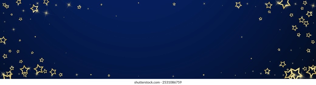 Estrelas de Natal sobreposição vetorial.  O mágico estrela o luxuoso espumante confete. Espírito de Natal. Ilustração vetorial de estrelas festivas sobre fundo azul escuro.
