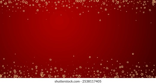 Christmas stars vector overlay.  Magic stars luxury sparkling confetti. Christmas spirit. Festive stars vector illustration on red background.