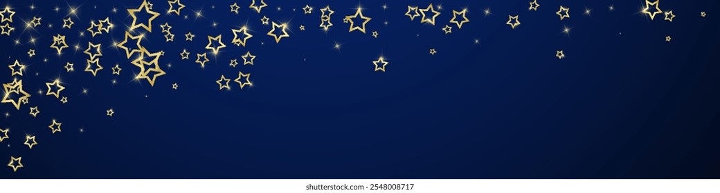 Christmas stars vector overlay.  Magic stars luxury sparkling confetti. Christmas spirit. Festive stars vector illustration on dark blue background.