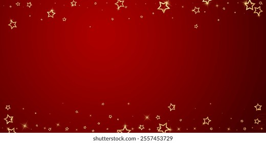 Christmas stars vector overlay.  Magic stars luxury sparkling confetti. Christmas spirit. Festive stars vector illustration on red background.