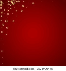 Christmas stars vector overlay.  Magic stars luxury sparkling confetti. Christmas spirit. Festive stars vector illustration on red background.