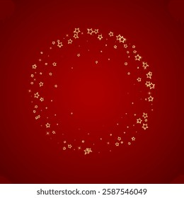 Christmas stars vector overlay.  Magic stars luxury sparkling confetti. Christmas spirit. Festive stars vector illustration on red background.