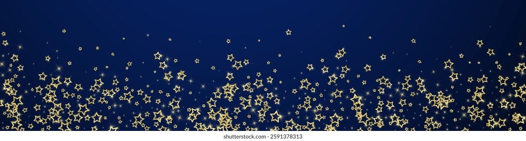 Christmas stars vector overlay.  Magic stars luxury sparkling confetti. Christmas spirit. Festive stars vector illustration on dark blue background.