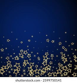 Christmas stars vector overlay.  Magic stars luxury sparkling confetti. Christmas spirit. Festive stars vector illustration on dark blue background.