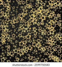Christmas stars vector overlay.  Magic stars luxury sparkling confetti. Christmas spirit. Festive stars vector illustration on black background.
