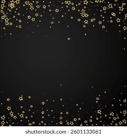 Christmas stars vector overlay.  Magic stars luxury sparkling confetti. Christmas spirit. Festive stars vector illustration on black background.