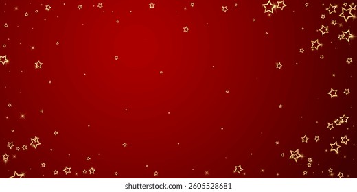 Christmas stars vector overlay.  Magic stars luxury sparkling confetti. Christmas spirit. Festive stars vector illustration on red background.