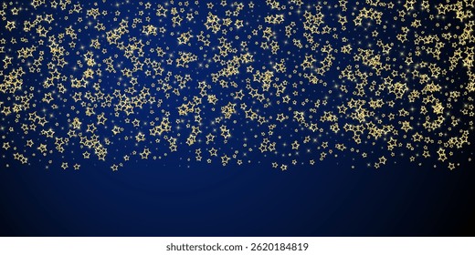 Christmas stars vector overlay.  Magic stars luxury sparkling confetti. Christmas spirit. Festive stars vector illustration on dark blue background.