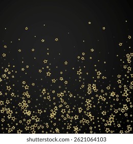 Superposición de Vector de estrellas de Navidad.  Las estrellas mágicas son confeti espumoso de lujo. Navidades espíritu. Ilustración vectorial de estrellas festivas sobre fondo negro.