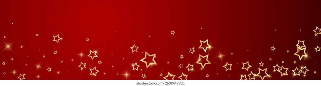 Christmas stars vector overlay.  Magic stars luxury sparkling confetti. Christmas spirit. Festive stars vector illustration on red background.
