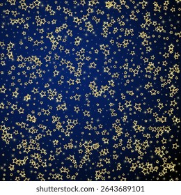 Kerst sterren vector overlay.  Magische sterren luxe sprankelende confetti. Kerst spirit. Feestelijke sterren vectorillustratie op donkerblauwe achtergrond.