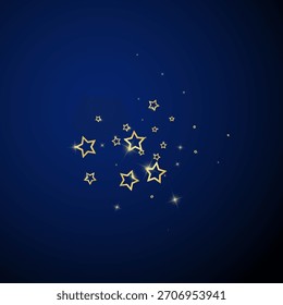 Superposición de Vector de estrellas de Navidad.  Las estrellas mágicas son confeti espumoso de lujo. Navidades espíritu. Ilustración vectorial de estrellas festivas sobre fondo azul oscuro.