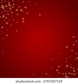 Christmas stars vector overlay.  Magic stars luxury sparkling confetti. Christmas spirit. Festive stars vector illustration on red background.