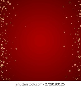 Estrelas de Natal sobreposição vetorial.  O mágico estrela o luxuoso espumante confete. Espírito de Natal. Ilustração vetorial de estrelas festivas sobre fundo vermelho.