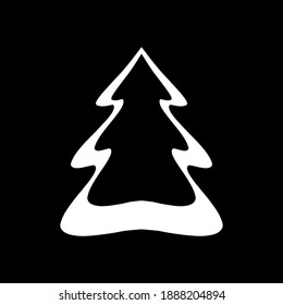 Christmas stencil. Doodle icon. Xmas tree. Vector stock illlustration. EPS 10