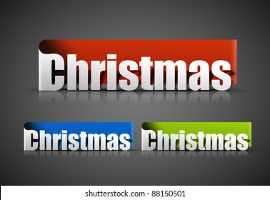 christmas sticker with black background, vector illustration