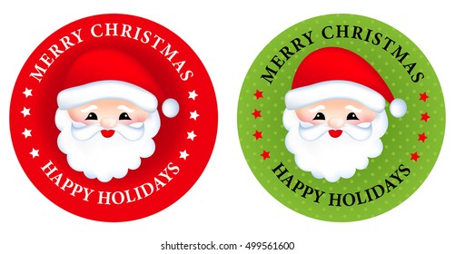 Christmas sticker / button with cute santa claus / Santa claus with gifts christmas wishing